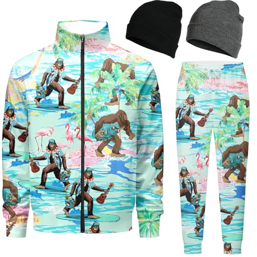 Nosirhoc Men's Tracksuits funny Sweatsuits 70s 90s 80s outfit for men 2 Piece Casual Athletic Full Zip jogging Sports Sets with 2 knit Cuffed Beanie 09-XL