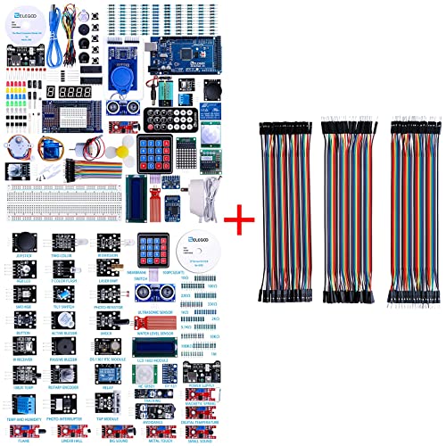 ELEGOO Mega 2560 Project The Most Complete Ultimate Starter Kit and ELEGOO Upgraded 37 in 1 Sensor Modules Kit and ELEGOO 120pcs Multicolored Dupont Wire