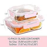 [10 Pack] Glass Meal Prep Containers, Food Storage Containers with Lids Airtight, Glass Lunch Boxes, Microwave, Oven, Freezer and Dishwasher Safe