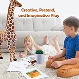 BRINJOY Giant Giraffe Stuffed Animal Set, 47 Inch Large Plush Giraffe Toy with Bird&Basket&Leaves&Card, Big Lifelike Standing Giraffe for Girls Boys