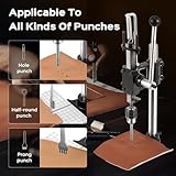 Bonvoisin Leather Hole Puncher, Manual Press Puncher Hand Punching Machine for Leather Craft Arbor Press for Leather Work with Punch Tools Chuck, Plastic Plate and Punches