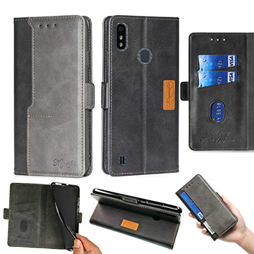 Oujietong Case for ZTE Blade A3 Prime A3Y Gabb Z2 5.45" Case Silicone TPU + Flip Cover Stand Shell Black