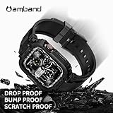 amBand Bands Compatible with Apple Watch 9/8/7/SE (2nd)/SE/6/5/4 45mm/44mm Case for Men, M1 Sport Series Rugged Case Protective Cover for iWatch SE2/6/SE/5/4/3 42/44/45mm Men Black