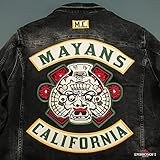 Mayans California MC Large Patch, Biker Gang Embroidered Back Jacket Emblem, Iron/Sew On (13.7 x 14.6 inches)