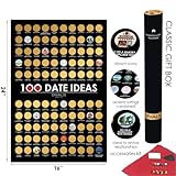 100 Dates Scratch off Bucket List Poster - Large Scratching Poster for Adventure Couple - Things to Do Bucket List for Couple - Things to Do Scratchable Poster - Motivational Achievements Checklist