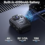 BOBLOV M5 2K 256G Police Body Camera, GPS Enabled &1440P Body Mounted Cam, Body Cam Built-in 4200MAH Battery,12Hours Record, IP67 Water Resistant, for Law Enforcement, with Car Suction Mount