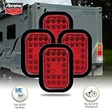 5" x 3" Red 24 LED Trailer Tail Light - DOT Approved Rectangular Truck Stop Brake Turn Lights – IP67 Waterproof RV Semi Truck Taillight – Bright Colored Lens, Grommet & Plugs Included - 4 Pack