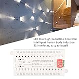 Motion Sensor Stair Light Controller Kit, DC 12V/24V Intelligent LED Stair Lighting Kit with 5 Level Brightness & Lighting Speed Setting, Multifunctional LED Light Human Body Induction Kit