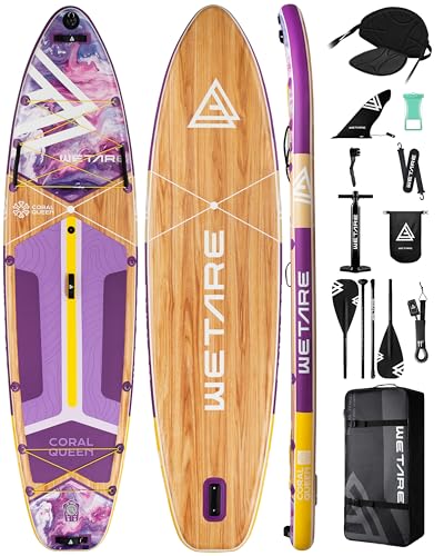 WETARE 11'6"x35" Inflatable Paddle Board, 450lbs Extra Wide Stand Up Sup Board for Adults, Blow Up Paddleboard Kayak Non-Slip Stable Deck Boat for Yoga Fishing Surf