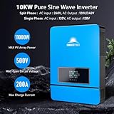 SUNGOLDPOWER 10000W 48V Solar Inverter, Built-in 2 MPPT Solar Controllers, Max 200A Battery Charging, AC Input/Output 120V/240V(settable),Pure Sine Wave Inverter(Parallel/WiFi/BMS COMM) UL1741