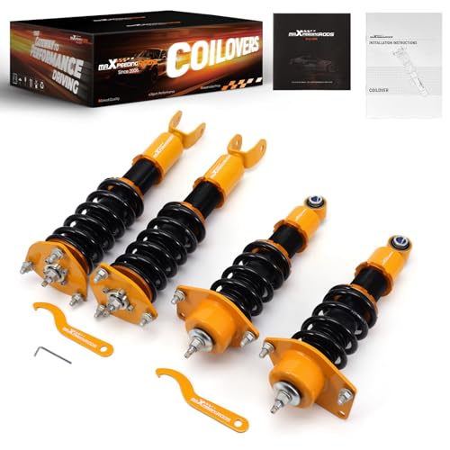 maXpeedingrods Coilovers for Mazda RX-8 2004-2011, 24 Levels Damper Adjustable Coilovers Suspension Kit Strut, Height Adjustable Shock Absorber Struts, Lowering Kit Gold