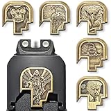 Milspin Slide Back Plate Compatible with Smith and Wesson M&P Shield Subcompact | Deep Engraved | Veteran Made in USA (Black on Brass 3D St. Michael)