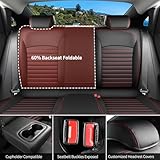 Huidasource 2016-2024 Malibu Seat Covers Front & Rear Fullset, Full Coverage Custom Fit Seat Cover for Chevy Malibu L, LS, LT, Premier 2016-2024, Breathable Malibu Seat Protector(Full Set/Black&Red)