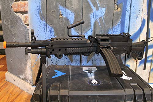 FN Herstal M249 para Featherweight Airsoft Machine Gun- Black, Includes Battery and Charger, Multi-Color