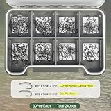 MUUNN 240Pcs Fly Tying Hooks Assortment, Barbless Fishing Hook Trout, Curved Nymph Hooks and Dry Fly Fishing Hooks Fly Tying 10# ~18# with Fly Box