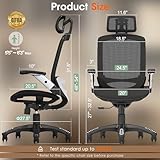 GABRYLLY Ergonomic Office Chair, High Back Home Desk Chair with Headrest, Flip-Up Arms, 90-120° Tilt Lock and Wide Cushion, Big and Tall Mesh Chairs for Man Woman, Black Task Chair