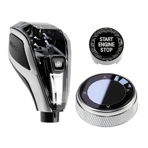 Mankaleilab 3pcs Crystal Gear Shift Knob Multimedia Controller Knob Start Button for BMW All Series X5 X6 X7 (Logo X)