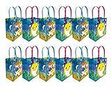 TINYMILLS Shark Family Party Favor Treat Bags with Handles, Shark Candy Bags for Birthday Party, Party Supply Decorations Toddler Party Goody Bags Pack of 12