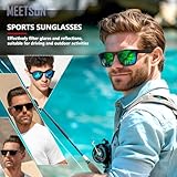 MEETSUN Polarized Sunglasses For Men Women UV Protection Square Frame Sport Fishing Driving Sunglasses (3 Pack) Black/Ice blue/Green