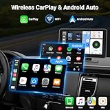 HAUXIY Wireless Apple Carplay Screen for Car, 7" HD Touchscreen with Portable Apple Carplay & Android Auto Car Stereo with Backup Camera, GPS Navigation/Mirror Link/Voice Control/Bluetooth