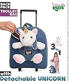 Toddler Luggage for Girls w Unicorn Toys, Kids Rolling Backpack for Girls, Toddler Suitcase, Gifts for 3 4 5 6 Year Old