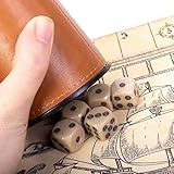 Liar's Dice Game Set - Classic Family Bluffing Game - Treasure Chest Includes Six Professional Bicast Leather Dice Cups, 30 Custom Bullseye D6 Dice, Custom Bidding Die, Pirate Ship Game Mat