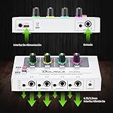 Bolanle PH400 4-Channel Headphone Amplifier 3.5mm&6.35mm Jacks, Headphone Splitter with 8 Headphone Output Port, Compact Headphone Amp with Mono and Stereo Switch, 7 Color Breathing Light.