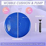 Meooeck Inflatable Wobble Cushion Set for Sensory Kids Balance Disc with 3 Balance Pods and 4 Spiky Massage Balls, Wiggle Seat Stepping Pads for Adults, Kids, Dogs Exercise Stability(Vivid Colors)