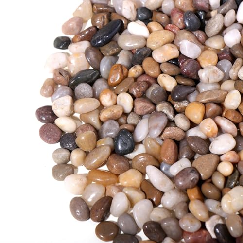 10lbs Rocks for Plants Indoor, 3/8 Inch Small Pebbles for Plants, Aquariums, Bamboo, Vase, Succulent, Outdoor Landscaping, Decorative Plant Rocks for Pots Indoor, Polished Mixed Color