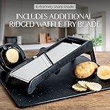 Mandoline Food Slicer, Adjustable Stainless Steel with Waffle Fry Cutter Crinkle Cut Potato Chip Vegetable Onion