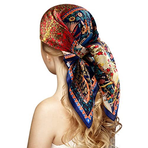 100% Silk Head Scarf for Women - 27" Hair Scarves Satin Bandanas Square for Night Sleeping with Gift Packed