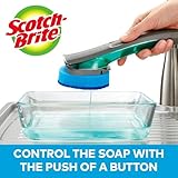 Scotch-Brite Advanced Soap Control Non-Scratch Dishwand Kit, 1 Dish Wand & 5 Sponge Refills, Prevents Soap from Leaking, Leak-Free Guarantee, Best for Nonstick Pots and Pans, Glass, Tubs, & Showers