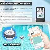 HEYAXA Wireless WiFi Pool Thermometer with Easy-to-Read 4" Digital LCD Display, Perfect Water Thermometer for Indoor & Outdoor Swimming Pool, Hot Tub, Spa, Aquarium, Ponds, and Baths, 2 Sensors