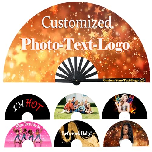 MBDFUT 30Pcs Personalized Line Dance Popping Fan Customized Boots on The Ground Hand Fan with Photo/Text/Logo for Dance Wedding Graduation Performance Church Party Gift (30)