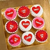 60 Pcs Edible St. Valentine's Day Cupcake Toppers with heart Decorations for Birthday and Valentine's Day Party (heart)