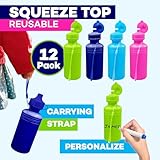 4E's Novelty Bulk Water Sports Bottles for Kids 18 oz - 12 Pack Squeeze Reusable Plastic, Neon Colors, BPA Free, Kids Water Bottles Party Favor Gift Giveaways