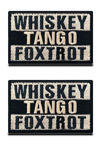 Zcketo 2 Pieces Tactical Funny Whiskey Tango Embroidered Applique Hook & Loop Fun Patch Emblem for Clothes Hat Backpack Team Work Uniform Travel Biker Jacket