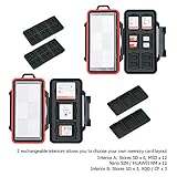 PROfezzion 48 Slots Universal Weatherproof Memory Card Carrying Case Anti-Shock Storage Holder for SD Micro SD CF Cfast XQD Nano Sim Huawei Nano Memory MSD TF CompactFlash Cfexpress SDXC SDHC Cards