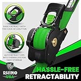 Rhino USA Retractable Ratchet Straps (4-Pack) - 1 Inch x 10 Feet (1,209lb Break Strength) - Heavy Duty Auto Self Retracting Tie Down Straps for Truck, Cargo Trailer, Motorcycle, Rad & More - Green