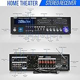 Pyle Bluetooth Hybrid Home Amplifier - 6-Channel 2000W Home Audio Rack Mount Stereo Power Amplifier Receiver w/ Radio, USB/AUX/RCA/Mic, Optical/Coaxial, AC-3, DVD Inputs, Dual 10 Band EQ - PT6060CHAE