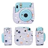 Phetium Instant Camera Protective Case Compatible with Instax Mini 12/11 Camera,PU Leather Bag with Pocket and Adjustable Shoulder Strap (Purple cat)