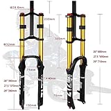 B Bolany Bike Suspension Fork 26/27.5/29" for Mountain Bike DH Air Double Shoulder Downhill Rappelling Shock Absorber Straight Tube Ultralight Bicycle Shock Absorber Rebound Adjust