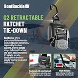 BoatBuckle G2 Transom Boat Tie Down Straps to Trailer 2x43-Inch, 2500lbs Break Strength, Bolt On Retractable Ratchet Straps Heavy Duty, 2-Pack