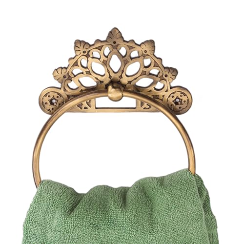 Victorian Towel Ring | Solid Brass | Antique 6 inches | Hand Towel Hanger | Round Towel Holder for Bathroom, Toilet,Kitchen Accessories Handmade | Wall Mounted | Napkin Holder