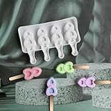 4 Pcs Cake Pop Mold Xoxo Shaped Ice Pop Molds Bear Silicone Popsicle Molds Cute Heart Chocolate Candy Cakesicle Molds with 50 Popsicle Sticks 50 Parcel Bags and 2 Droppers for Baking DIY Ice Popsicle