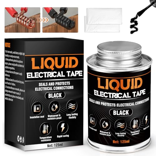 Liquid Electrical Tape, 125ml, Waterproofing Insulating Electrical Glue, Quick-Drying Wire Glue, Temperature Resistant, Used for Outdoor Indoor Wires, Electronic Component & Electrical Equipment