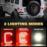 DOT Approved Smoke Lens LED Tail Lights with 20W Reverse Lights Compatible with 2007-2017 Jeep Wrangler JK&JKU Brake Reverse Light Rear Back Up Lights Daytime Running Lamps,EMC Build-in