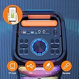 JYX Karaoke Machine with 2 Wireless Microphones for Adults, 8" Big Bluetooth Party Speaker with 500W Peak Power, PA System with LED Disco Light, Rolling Wheels and Trolley, Perfect for Outdoor Home