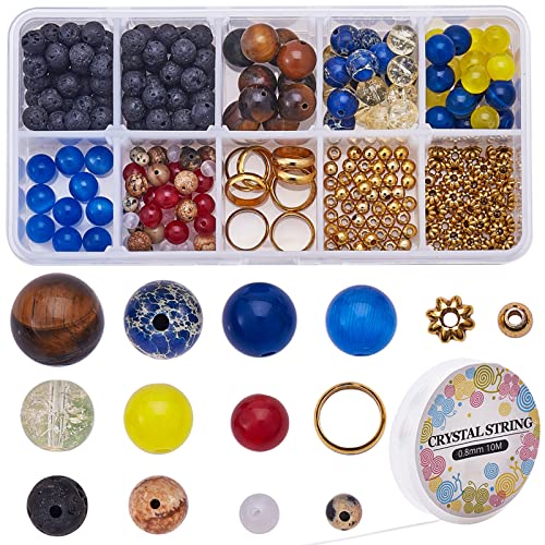 SUNNYCLUE 1 Box 310Pcs DIY Multilayer Solar System Bracelet Making Kit Natural Gemstone Universe Galaxy Nine Guardian Planets Necklace Beading Christmas Bracelet Jewelry Making Starter Craft Supplies