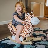 Qaba Kids Plush Ride-On Rocking Horse Toy Giraffe Style with Song for 18-36 Months, Brown